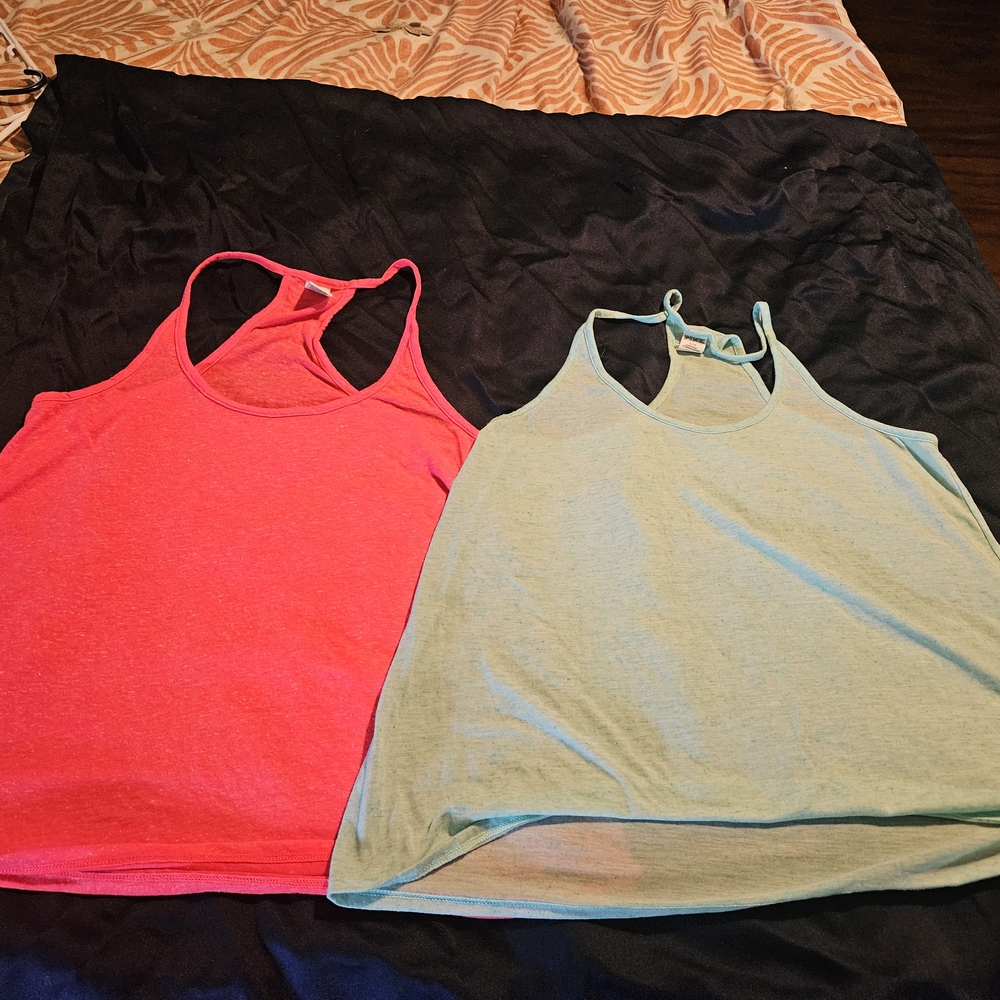 PINK Victoria's Secret Light Blue And Hot Pink Sleepwear Tanks
